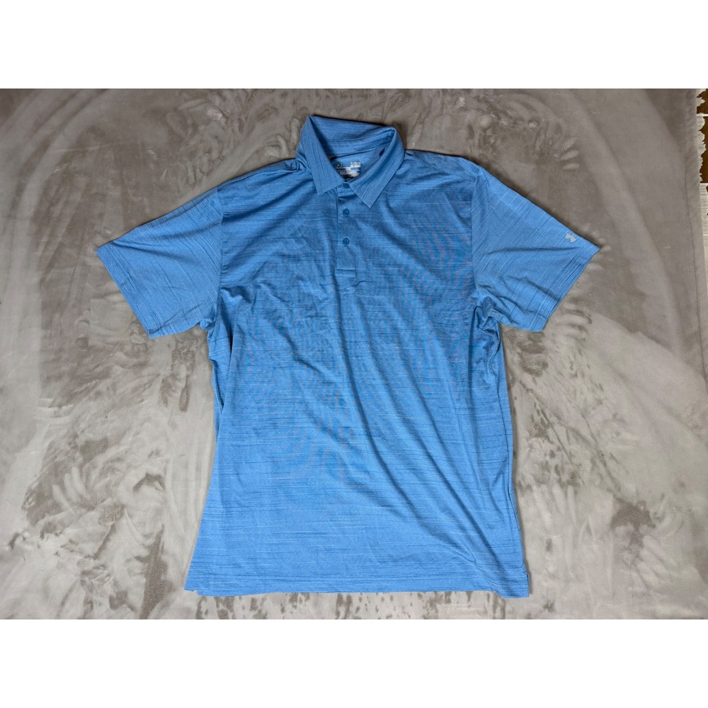 Under Armour HeatGear Polo Shirt Mens XL Tall Blue Heathered UPF 30 NWT